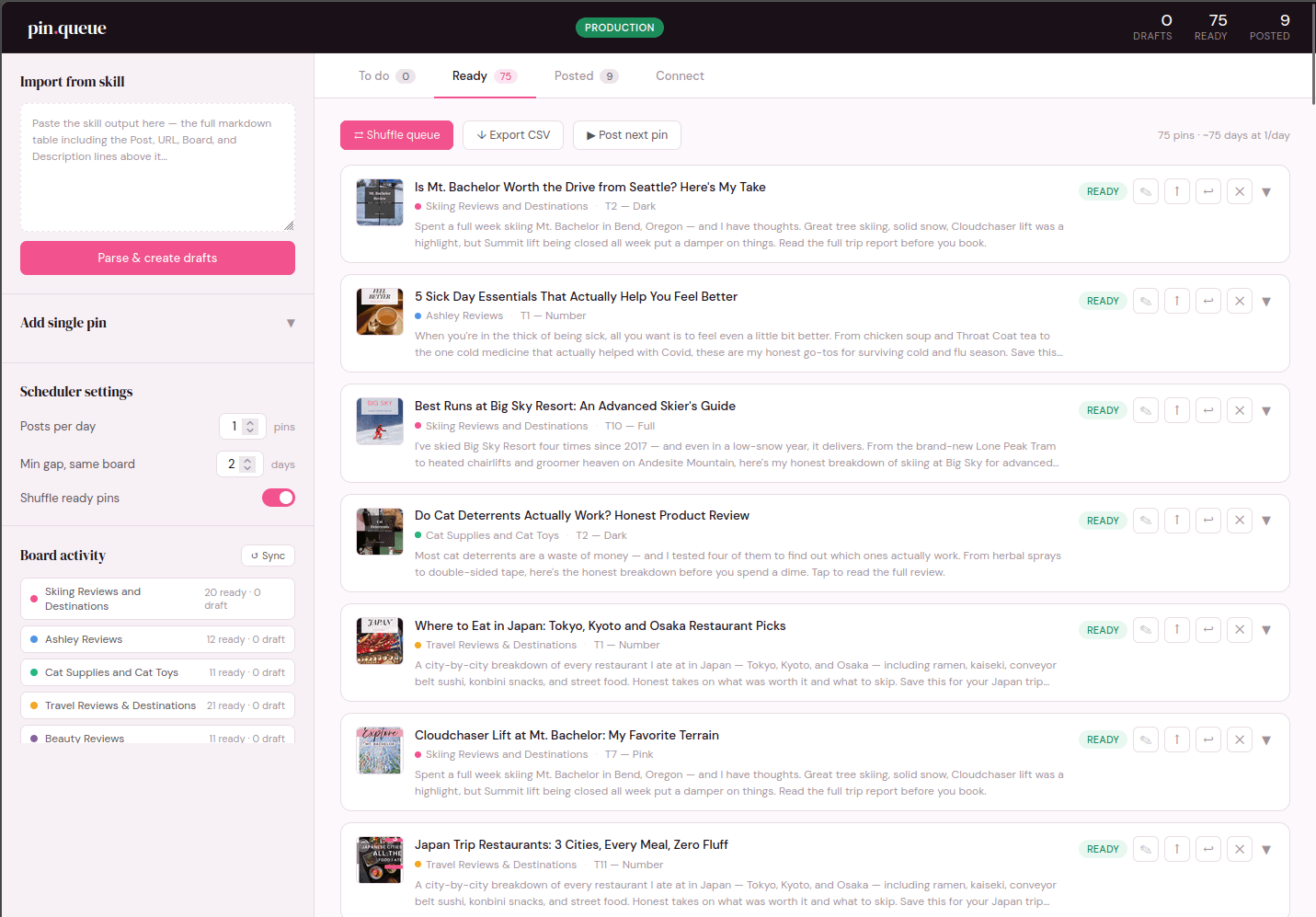 Automated Pinterest Queue